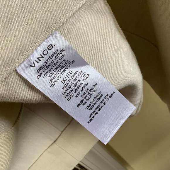 Vince Organic Cotton & Linen Twill Jacket Lemon Stone SZ 1X - Picture 13 of 16